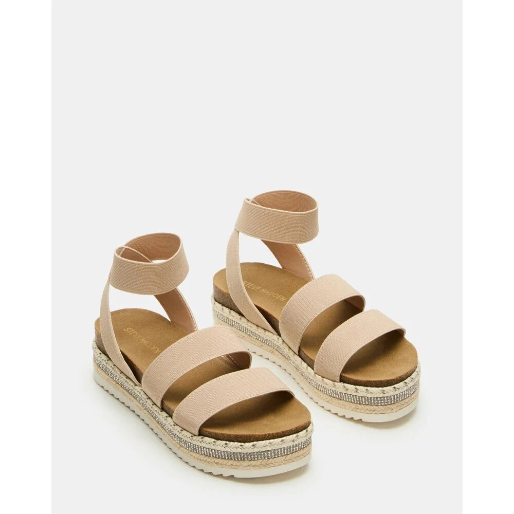 Steve Madden Charisa Sandals Kids 4 M Natural Open Toe Platform Strappy ZOGG3471